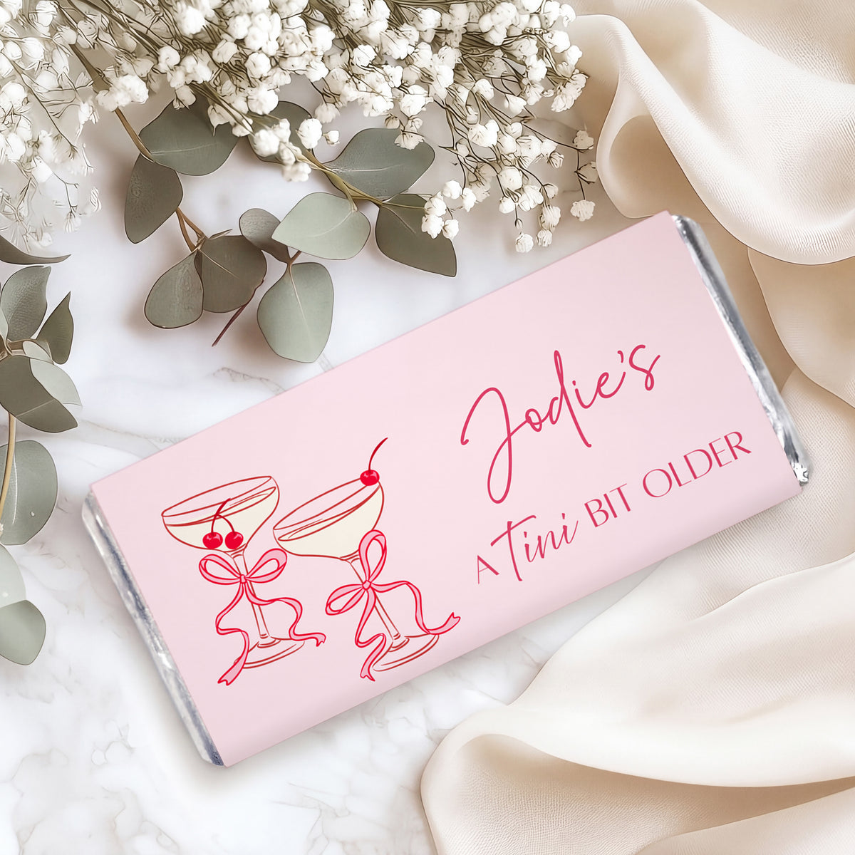 Tini Bit Older Pink Martini Personalised Chocolate Bars