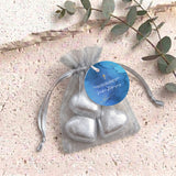 Deep Blue Gold Cross Confirmation Personalised Organza Bags with Chocolate Hearts