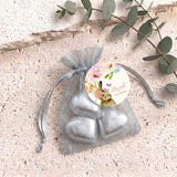 Floral Bunny First Birthday Personalised Organza Bags with Chocolate Hearts