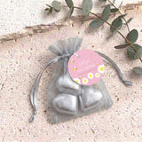 Pink Bumble Bee First Birthday Personalised Organza Bags with Chocolate Hearts