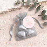 Pink Floral Cross Baptism Personalised Organza Bags with Chocolate Hearts
