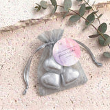 Pink Purple Marble Weddings Personalised Organza Bags with Chocolate Hearts
