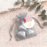 Pink Rose Waterfall Christening Personalised Organza Bags with Chocolate Hearts