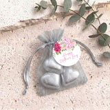 Pink Rose Waterfall Mothers Day Personalised Organza Bags with Chocolate Hearts