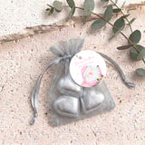 Pink Santa Personalised Organza Bags with Chocolate Hearts