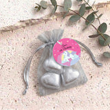 Rainbow Unicorn Girls Birthday Personalised Organza Bags with Chocolate Hearts