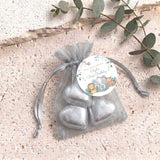 Sleepy Safari Animals Baby Shower Personalised Organza Bags with Chocolate Hearts