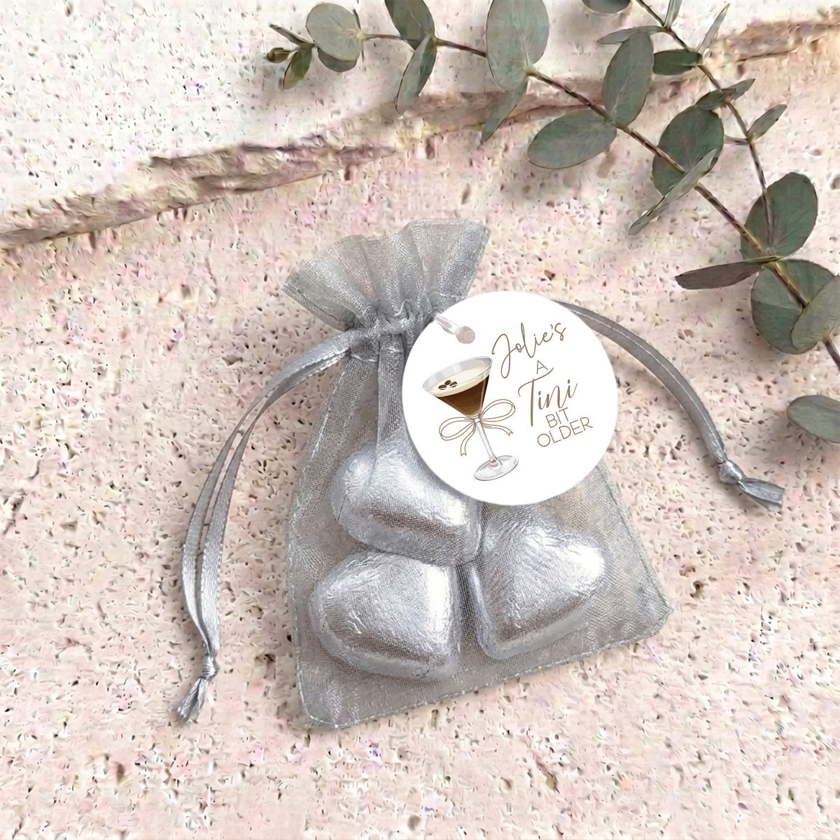 A Tini Bit Older Martin Organza Bags with Chocolate Hearts