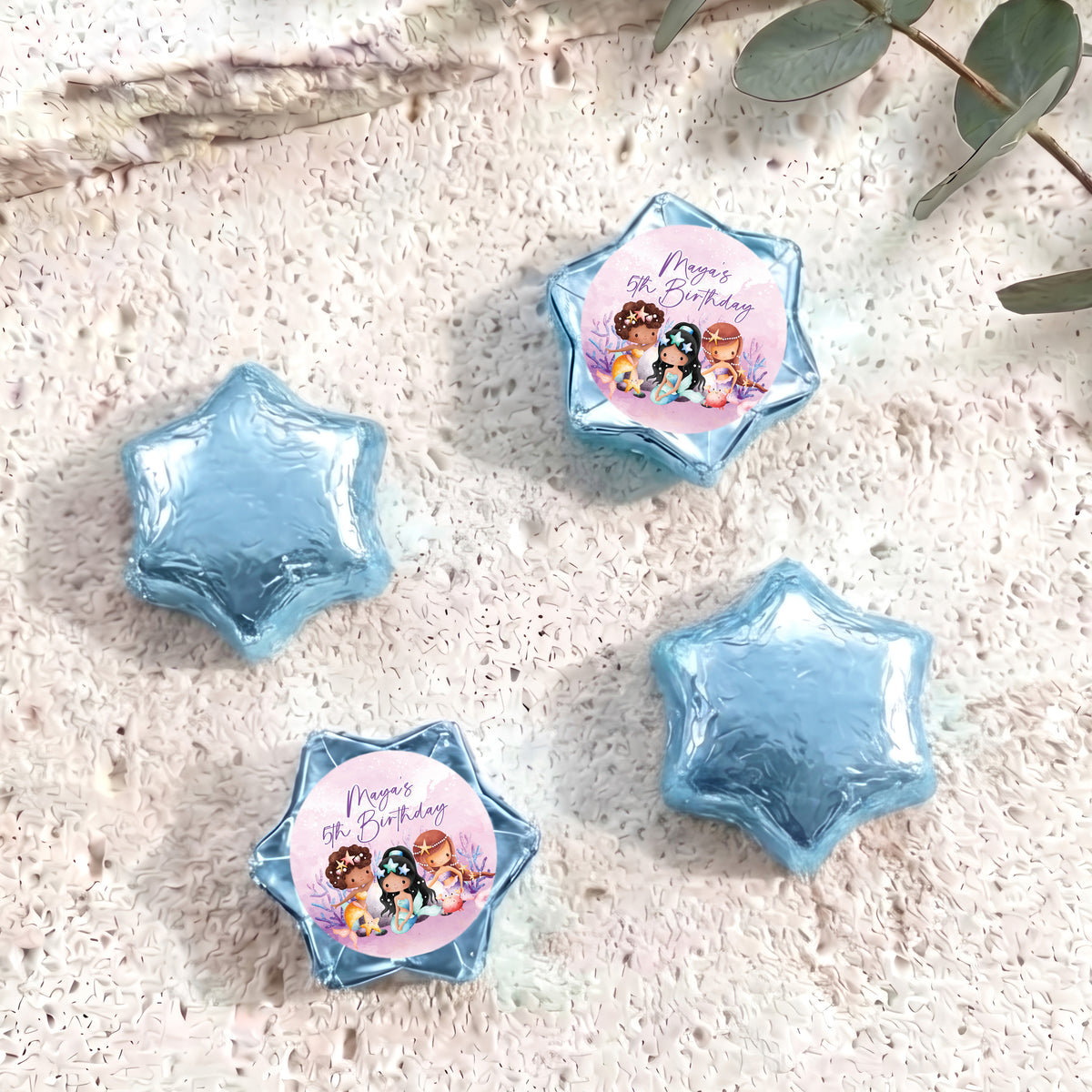 Mermaids Birthday Personalised Foil Covered Chocolate Stars