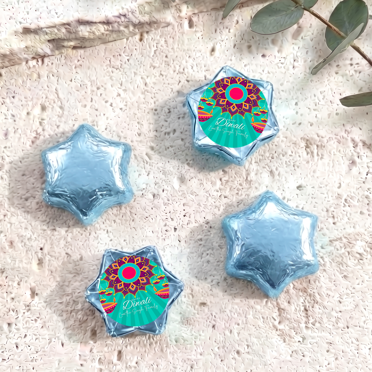 Bright Diwali Personalised Foil Covered Chocolate Stars