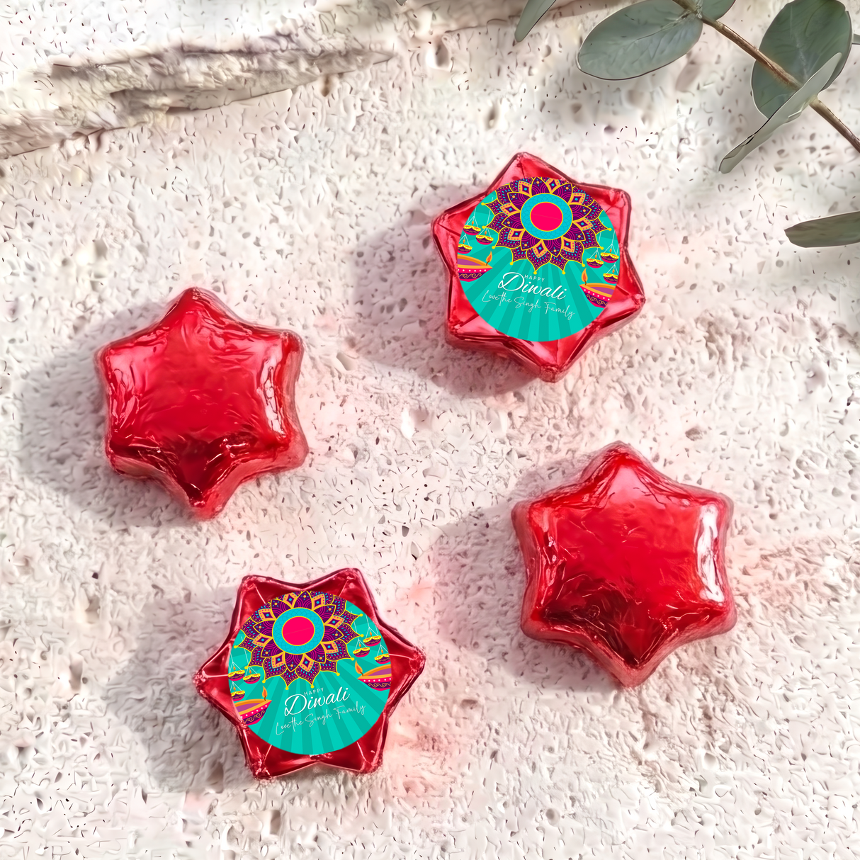 Bright Diwali Personalised Foil Covered Chocolate Stars