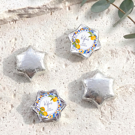 Amalfi Lemons Baby Shower Personalised Foil Covered Chocolate Stars