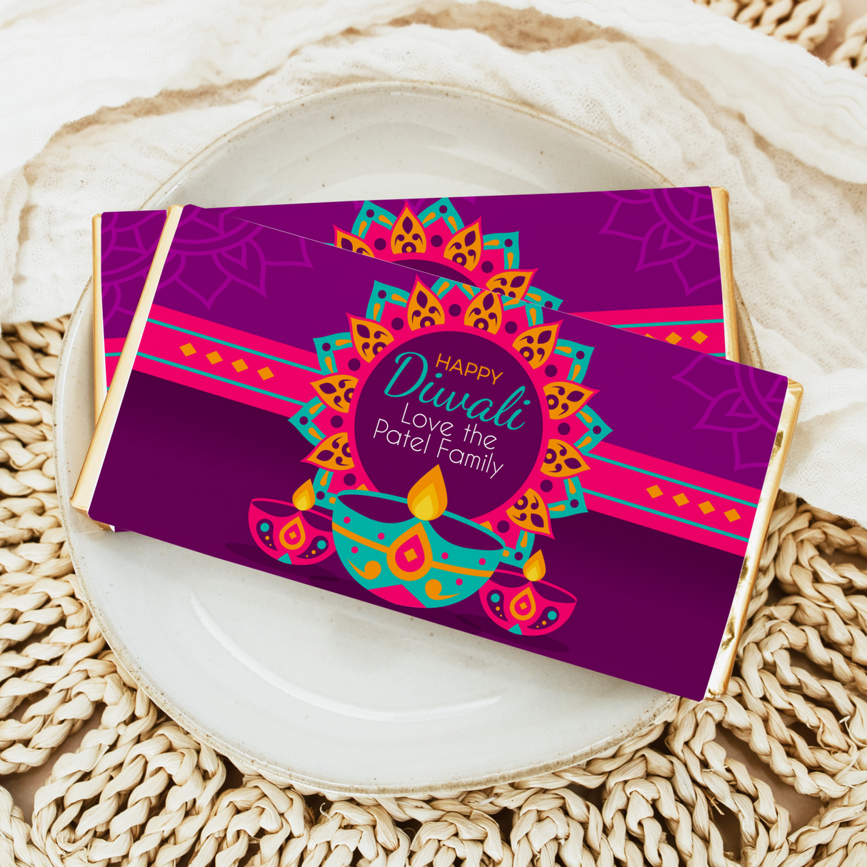 Vibrant Purple Diwali Chocolate Bar