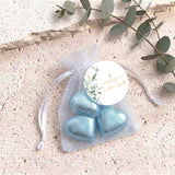Green Leaves Gold Cross Baptism Personalised Organza Bags with Chocolate Hearts