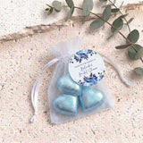 Navy Blue Waterfall Bridal Shower Personalised Organza Bags with Chocolate Hearts