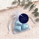Navy Blue White Cross First Holy Communion Personalised Organza Bags with Chocolate Hearts