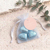 Pastel Peach White Cross Christening Personalised Organza Bags with Chocolate Hearts