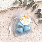 Peach Cream Roses Waterfall Mothers Day Personalised Organza Bags with Chocolate Hearts