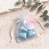 Pink Purple Marble Weddings Personalised Organza Bags with Chocolate Hearts