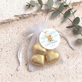 Animals In Hot Air Balloon Baptisms Personalised Organza Bags with Chocolate Hearts