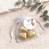 Brown Bear Balloons Baby Personalised Organza Bags with Chocolate Hearts
