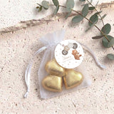 Brown Bear Balloons Baby Shower Personalised Organza Bags with Chocolate Hearts