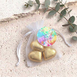 Kids Tie Dye Birthday Personalised Organza Bags with Chocolate Hearts