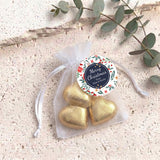 Christmas Florals Personalised Organza Bags with Chocolate Hearts