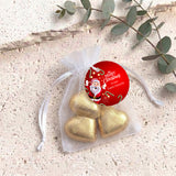 Waving Santa Personalised Organza Bags with Chocolate Hearts