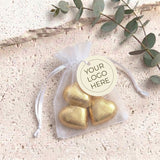 Corporate Personalised Organza Bags with Chocolate Hearts