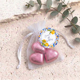 Amalfi Lemons 21st Birthday Personalised Organza Bags with Chocolate Hearts