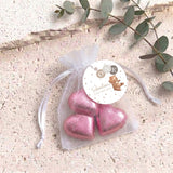 Brown Bear Balloons Baby Personalised Organza Bags with Chocolate Hearts