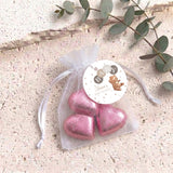 Brown Bear Balloons Baby Shower Personalised Organza Bags with Chocolate Hearts