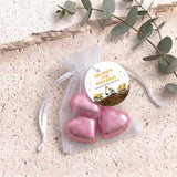 Construction Trucks Personalised Organza Bags with Chocolate Hearts
