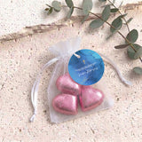Deep Blue Gold Cross Confirmation Personalised Organza Bags with Chocolate Hearts