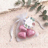 Pastel Cutie Dinosaur Girls Birthday Personalised Organza Bags with Chocolate Hearts