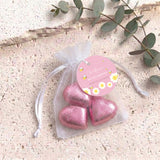 Pink Bumble Bee Baby Shower Personalised Organza Bags with Chocolate Hearts