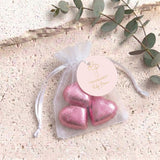Pink Dove Cross Confirmation Personalised Organza Bags with Chocolate Hearts