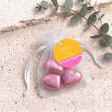 Pink Orange Wavy Birthday Personalised Organza Bags with Chocolate Hearts
