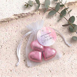 Pink Purple Marble Adult Birthday Personalised Organza Bags with Chocolate Hearts