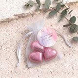 Pink Purple Marble Weddings Personalised Organza Bags with Chocolate Hearts