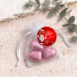 Waving Santa Personalised Organza Bags with Chocolate Hearts