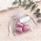 Wildflower Christening Personalised Organza Bags with Chocolate Hearts