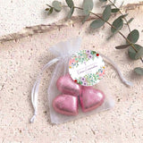 Wildflower Confirmation Personalised Organza Bags with Chocolate Hearts