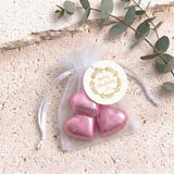 Christmas Gold Pine Personalised Organza Bags with Chocolate Hearts