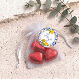 Amalfi Lemons 70th Birthday Personalised Organza Bags with Chocolate Hearts