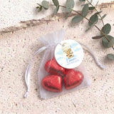 Animals In Hot Air Balloon First Birthday Personalised Organza Bags with Chocolate Hearts
