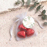 Eucalyptus Gold Bridal Shower Personalised Organza Bags with Chocolate Hearts