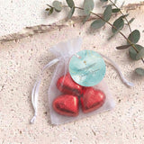 Green Gold Cross Confirmation Personalised Organza Bags with Chocolate Hearts