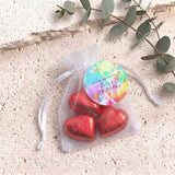 Kids Tie Dye Birthday Personalised Organza Bags with Chocolate Hearts